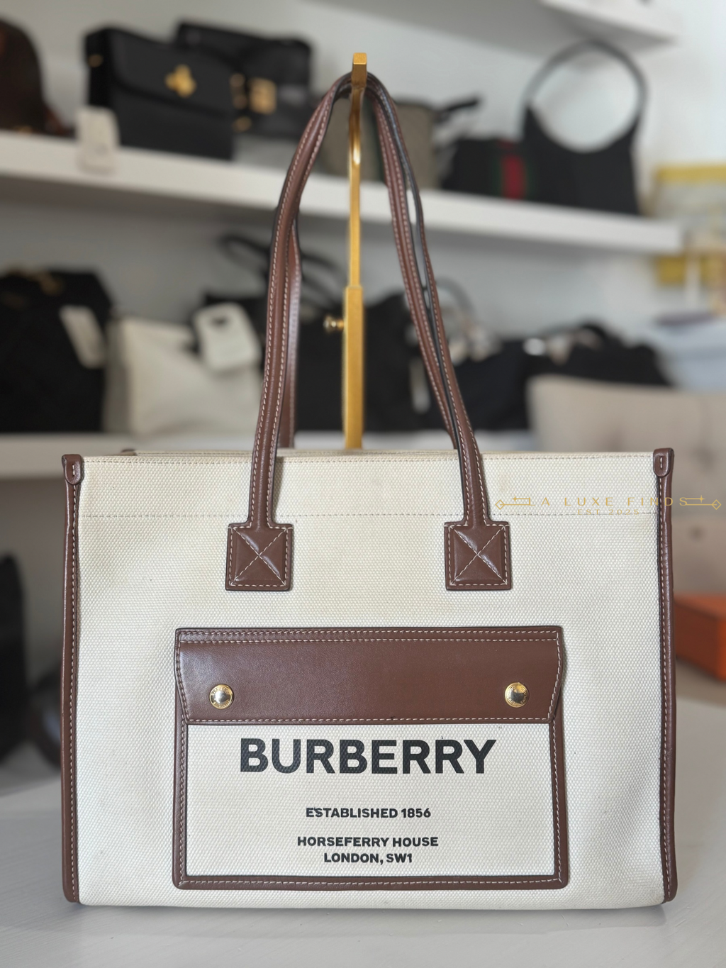 BURBERRY Canvas Freya Tote Bag