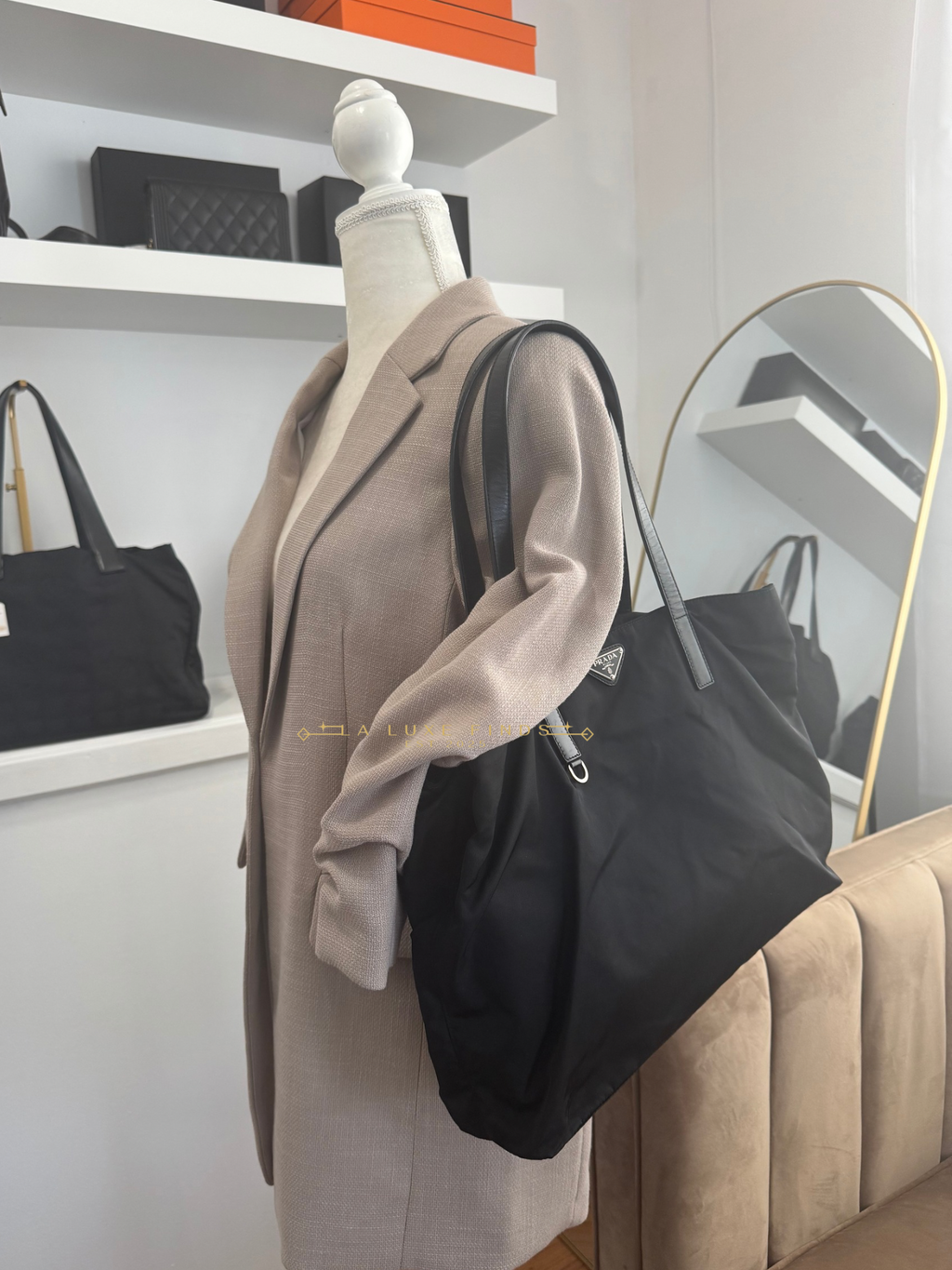 PRADA Tessuto Saffiano Tote Bag