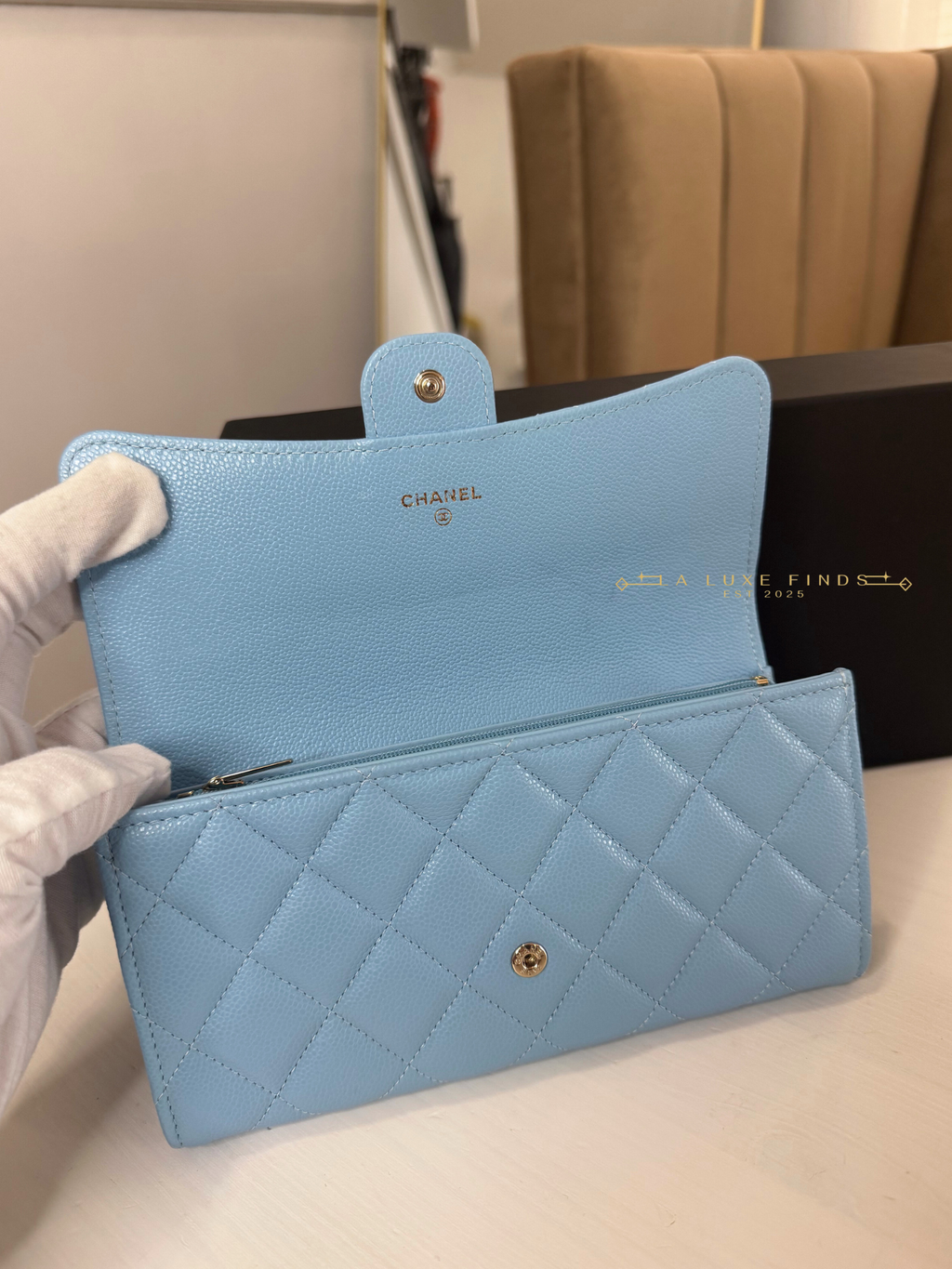 CHANEL Classic Caviar Quilted Long Wallet