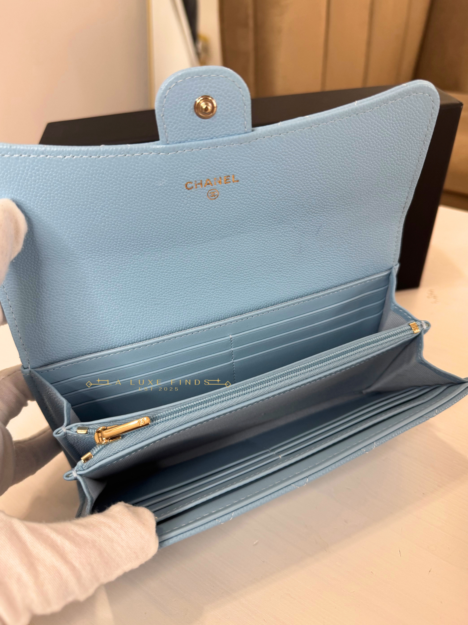 CHANEL Classic Caviar Quilted Long Wallet