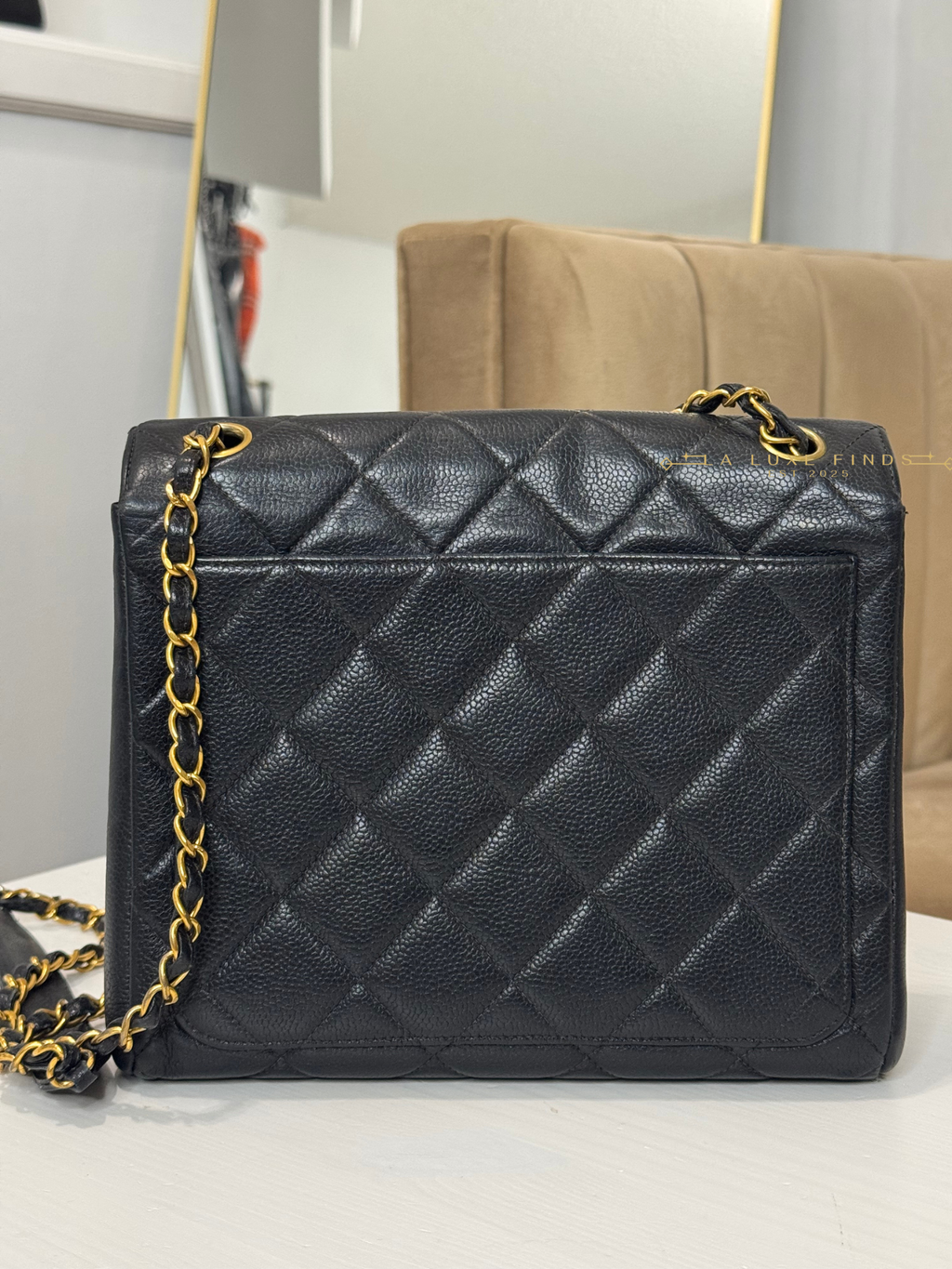 CHANEL 1997 Classic Quilted Caviar Square Single Flap Bag