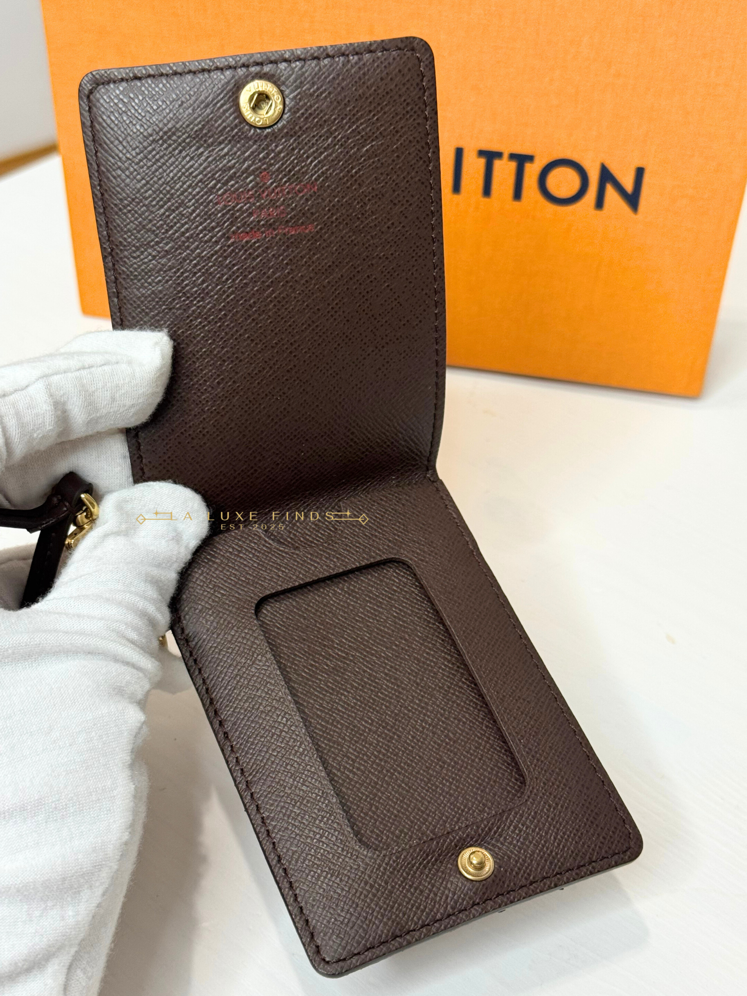 LOUIS VUITTON 2008 Damier Ebene ID Card Holder with Strap