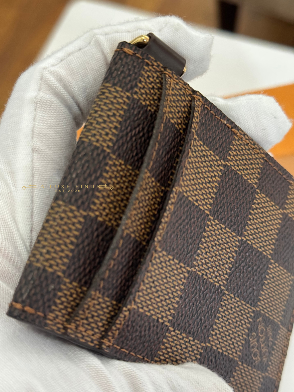 LOUIS VUITTON 2008 Damier Ebene ID Card Holder with Strap