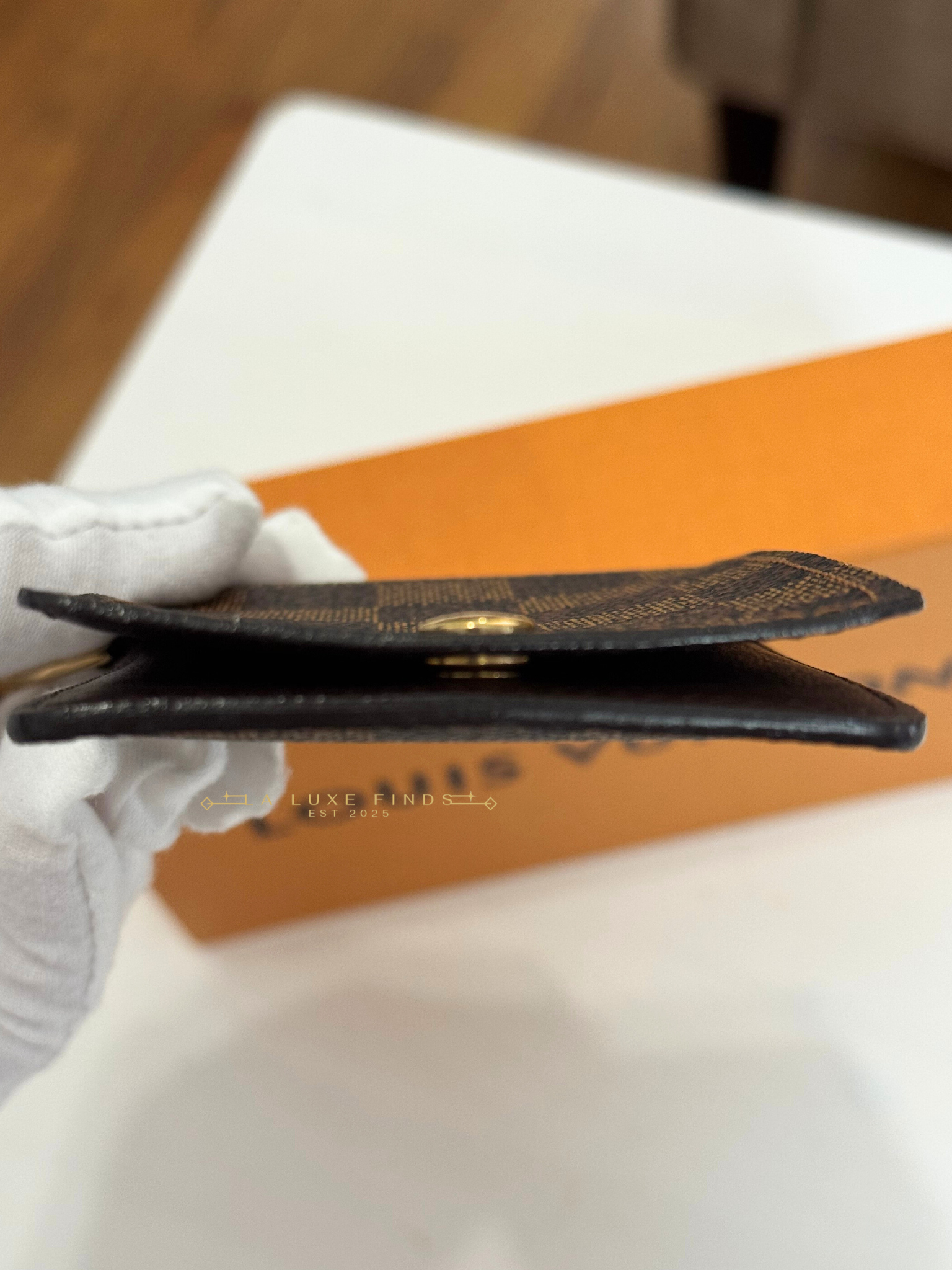 LOUIS VUITTON 2008 Damier Ebene ID Card Holder with Strap