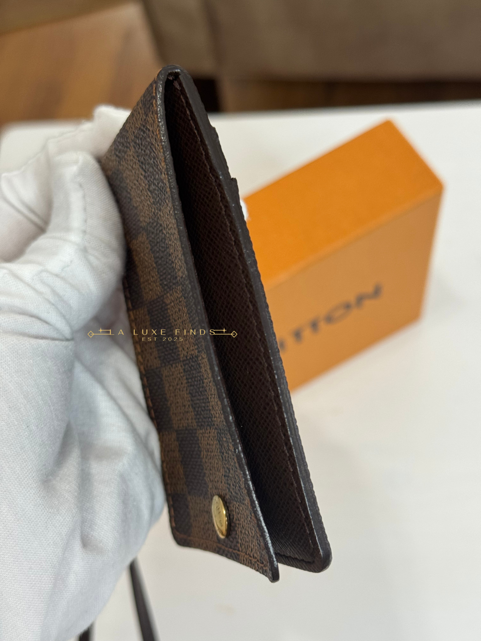 LOUIS VUITTON 2008 Damier Ebene ID Card Holder with Strap