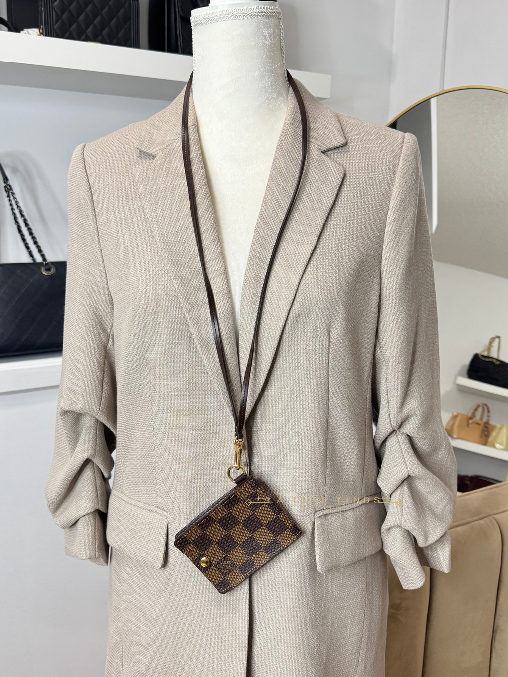 LOUIS VUITTON 2008 Damier Ebene ID Card Holder with Strap