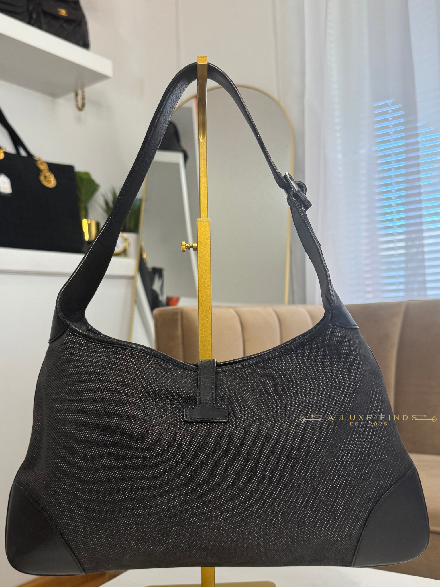 GUCCI Denim Jackie Shoulder Bag