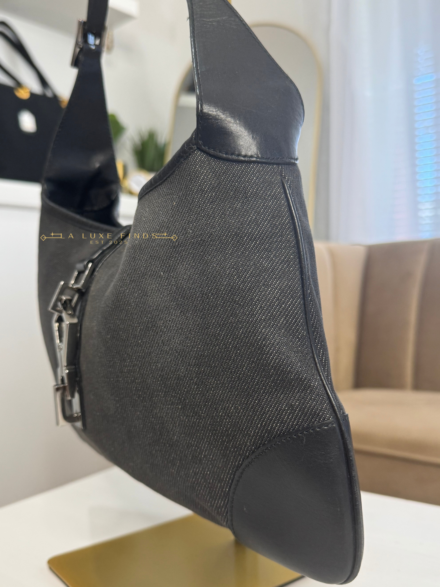 GUCCI Denim Jackie Shoulder Bag