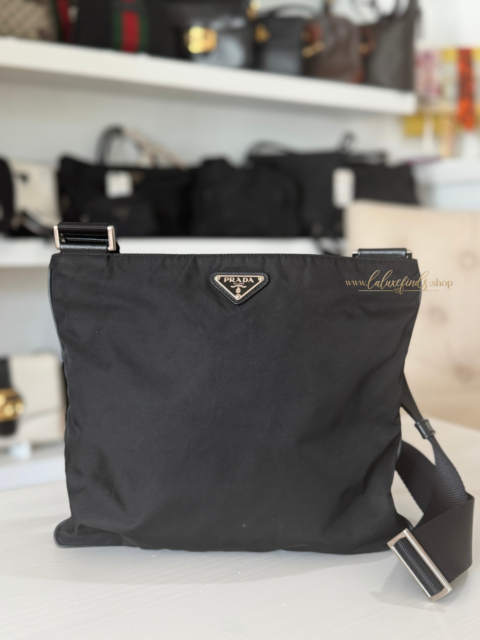 PRADA Triangle Logo Crossbody Bag