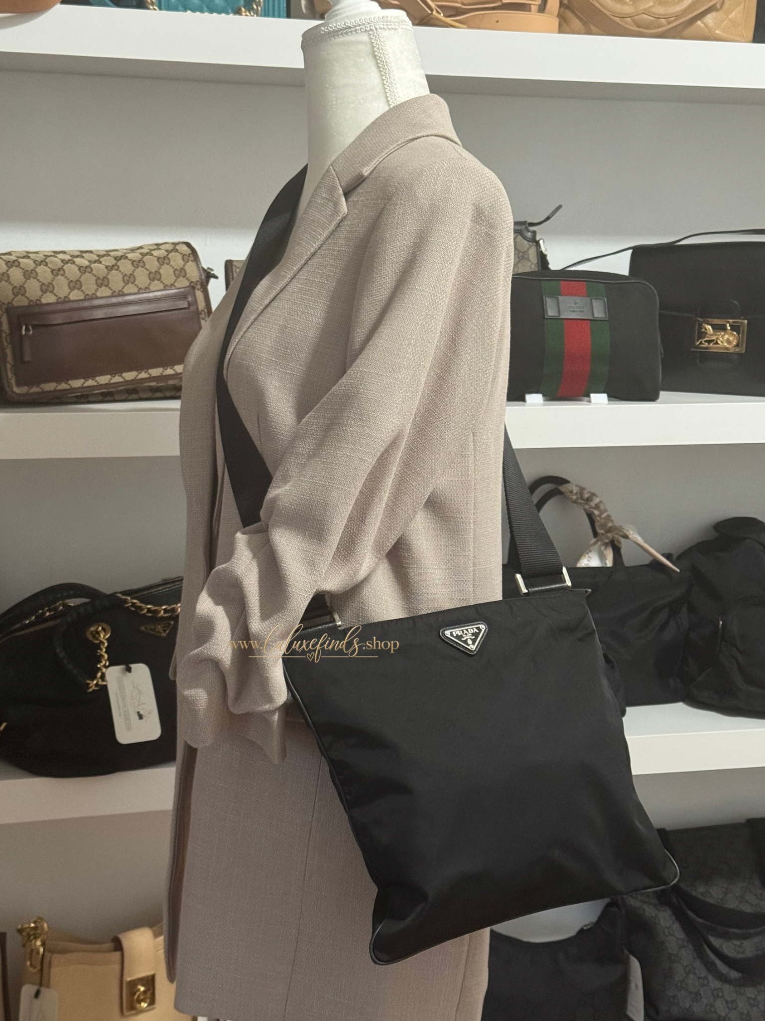 PRADA Triangle Logo Crossbody Bag