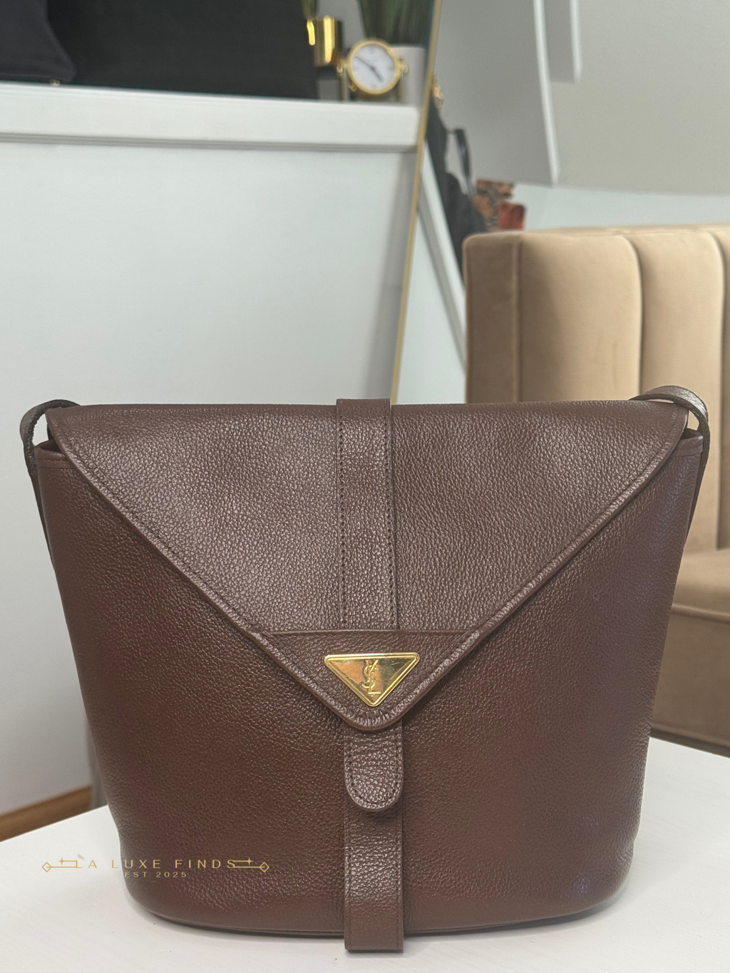 YSL Vintage Brown Crossbody Bag