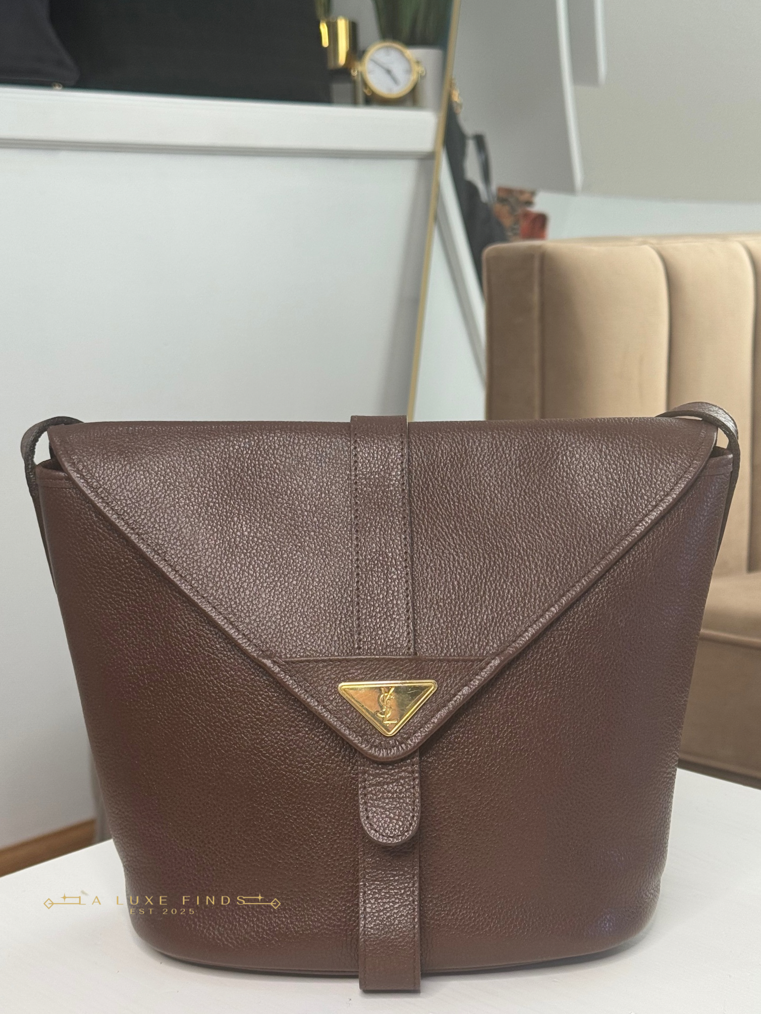 YSL Vintage Brown Crossbody Bag