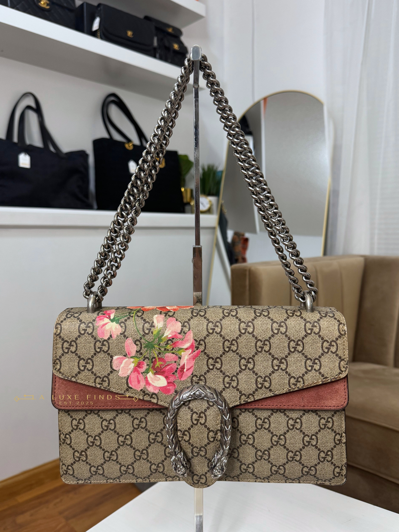 GUCCI Dionysus Bag Blooms Print GG Coated Canvas Small