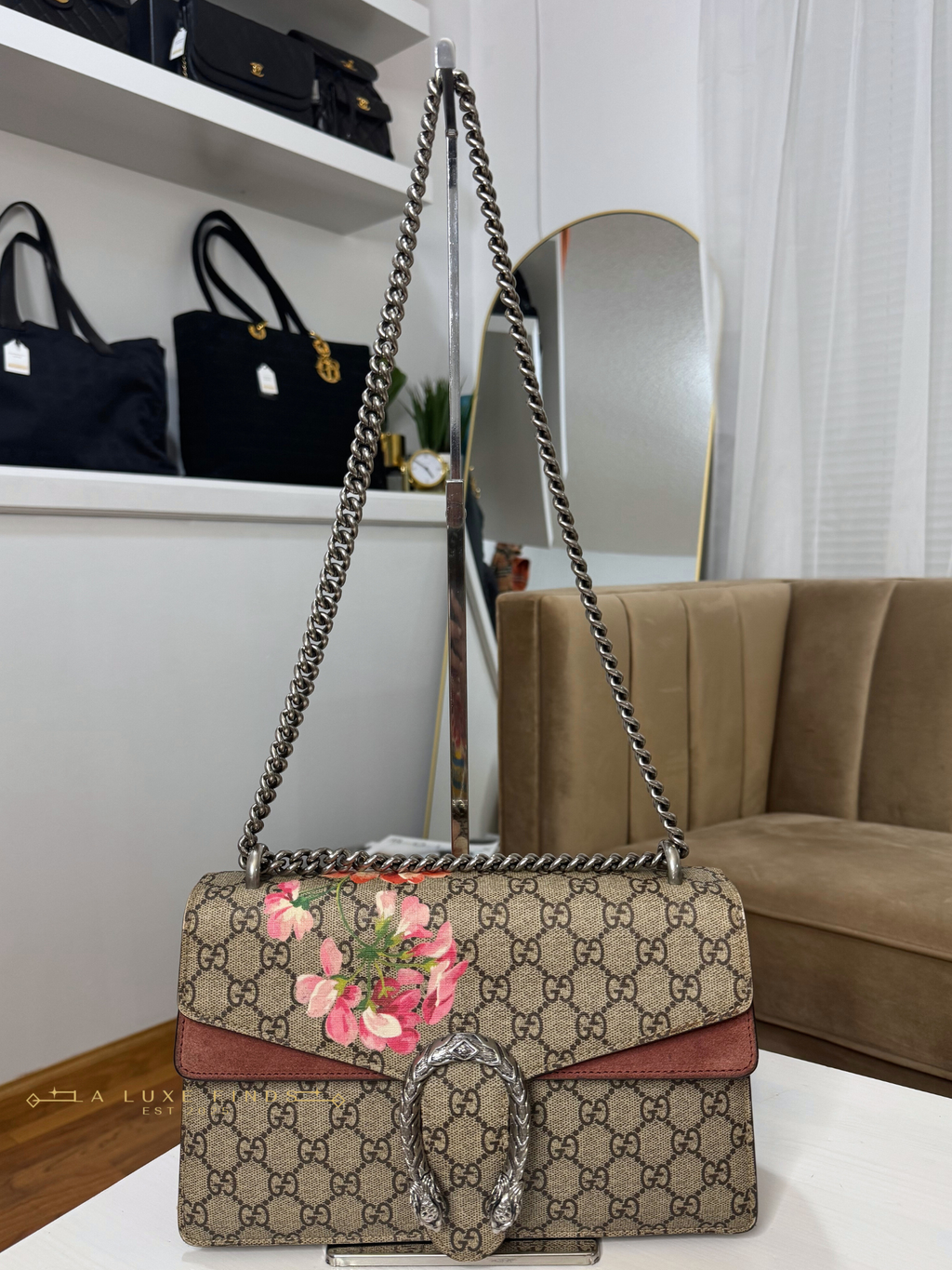 GUCCI Dionysus Bag Blooms Print GG Coated Canvas Small