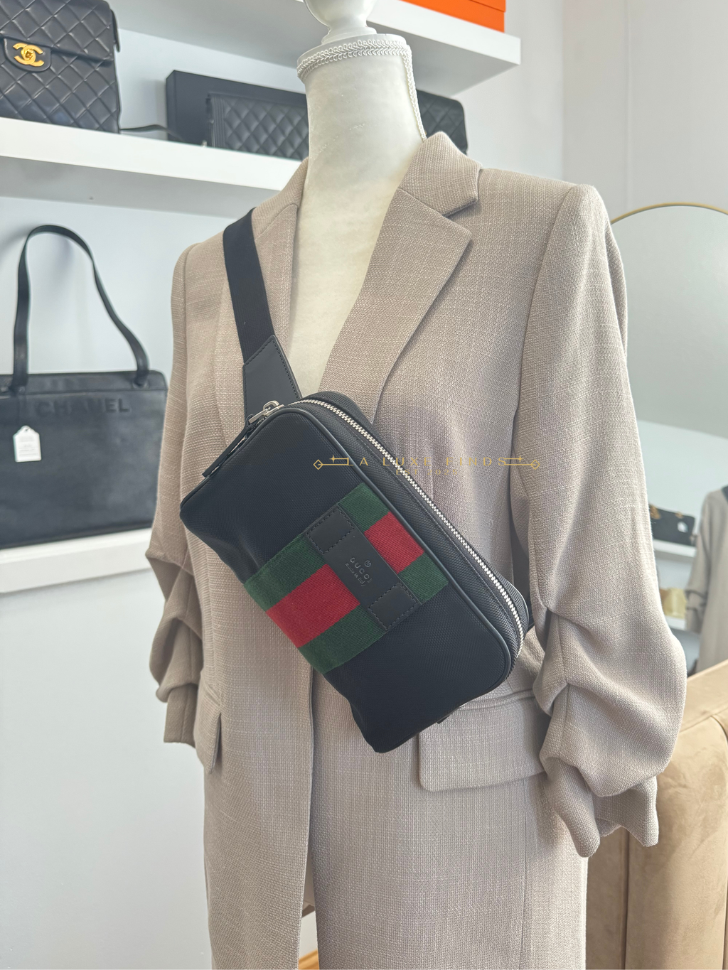 GUCCI Techno Canvas Web Belt Bag