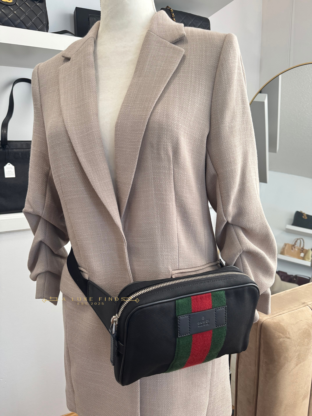 GUCCI Techno Canvas Web Belt Bag