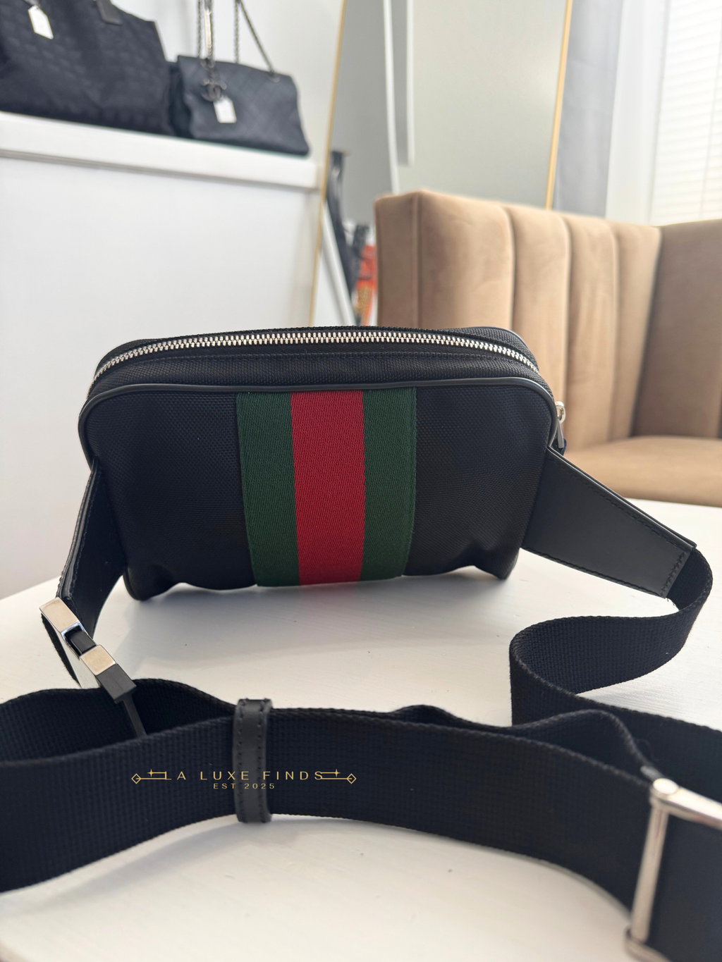 GUCCI Techno Canvas Web Belt Bag