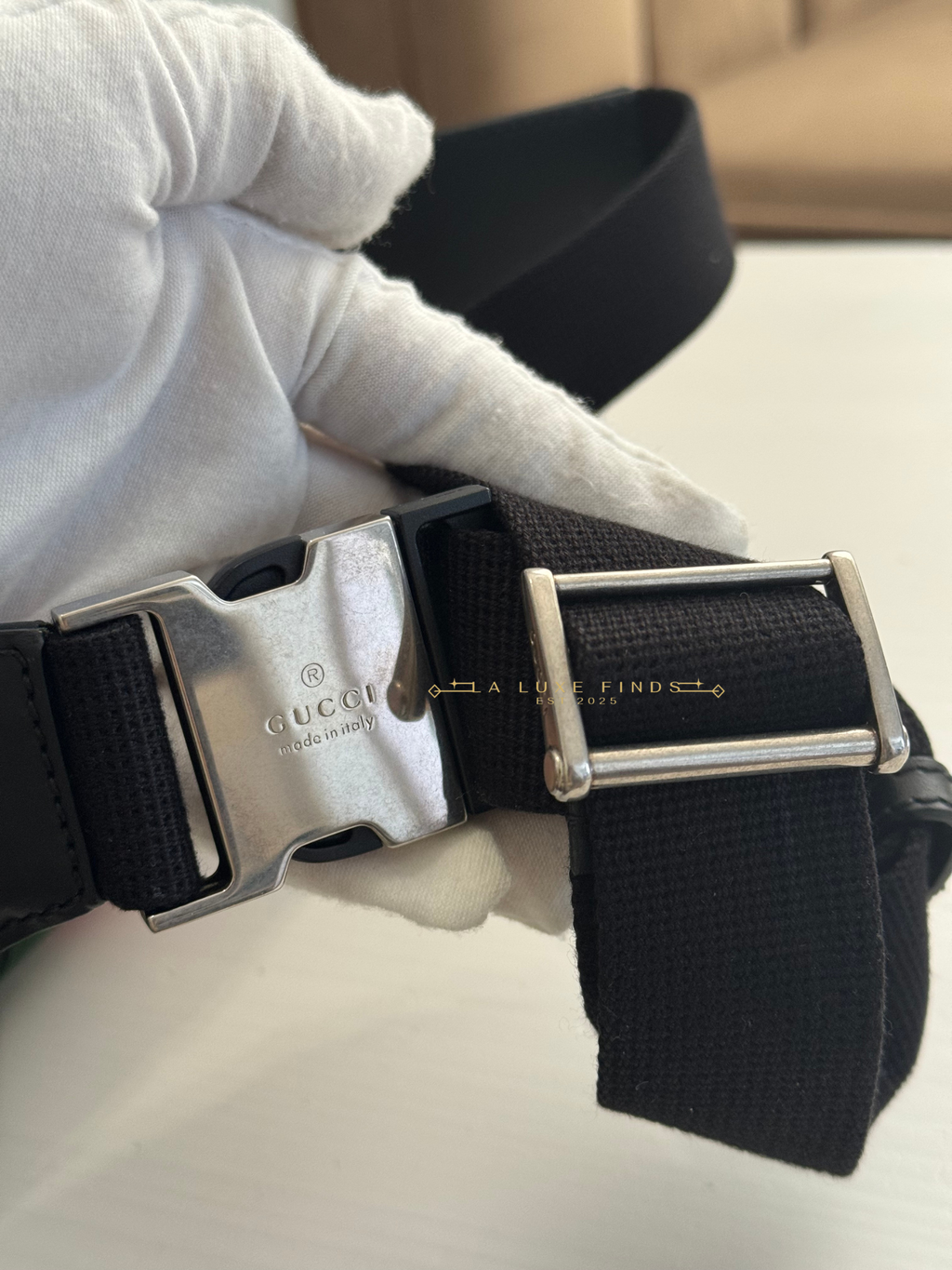 GUCCI Techno Canvas Web Belt Bag