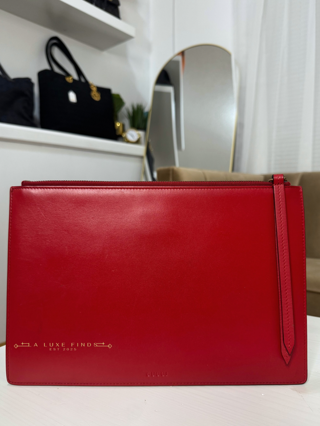 GUCCI Ghost Diamond Print Clutch