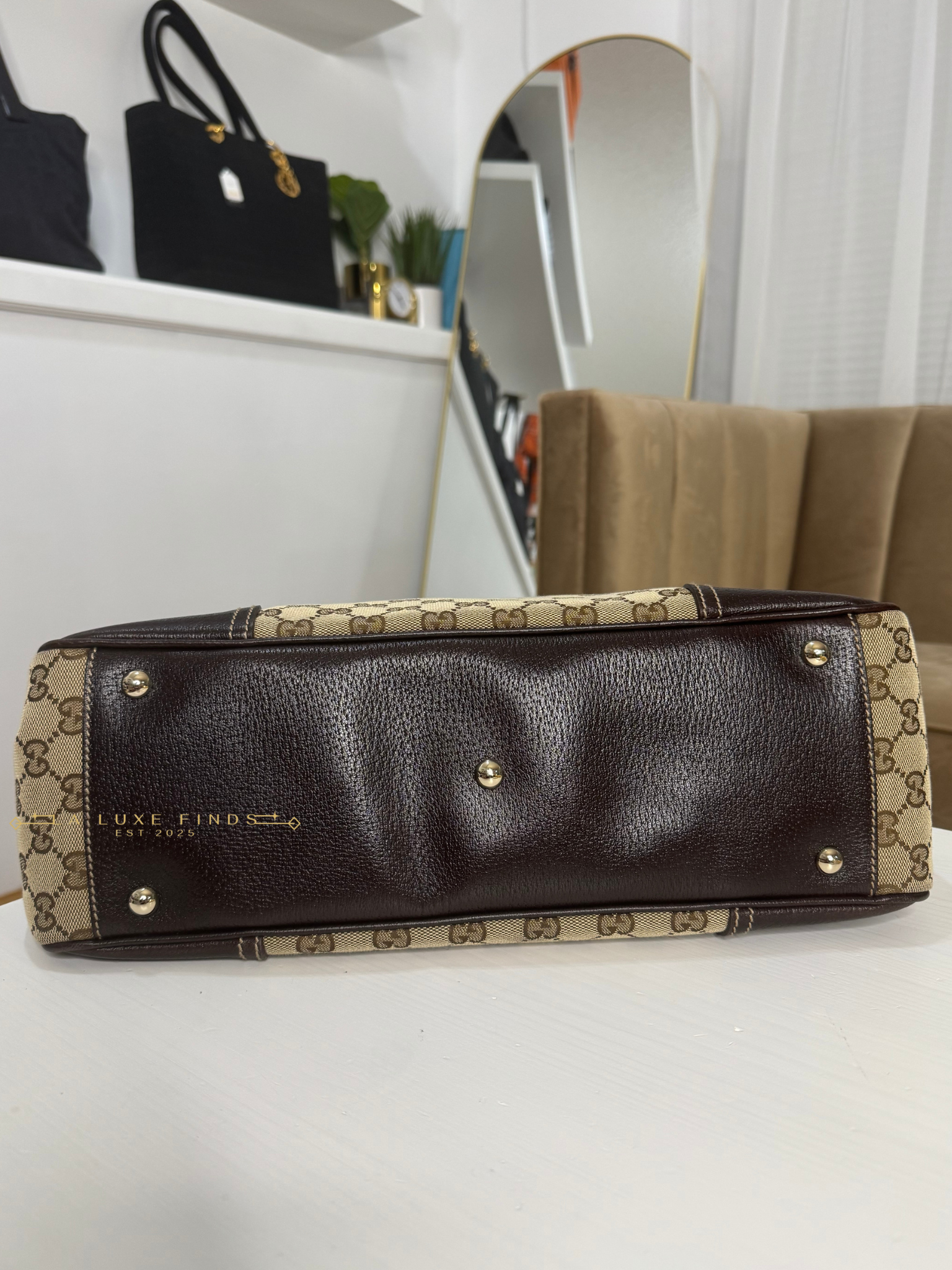 GUCCI Princy Ribbon Sherry Line Zippy Tote