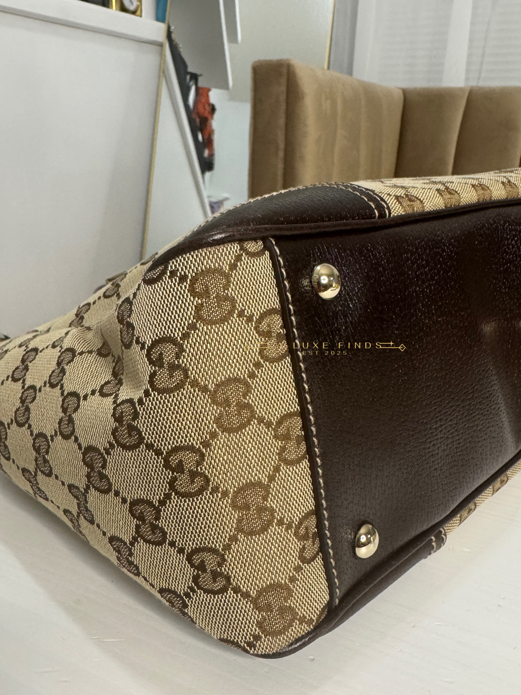 GUCCI Princy Ribbon Sherry Line Zippy Tote