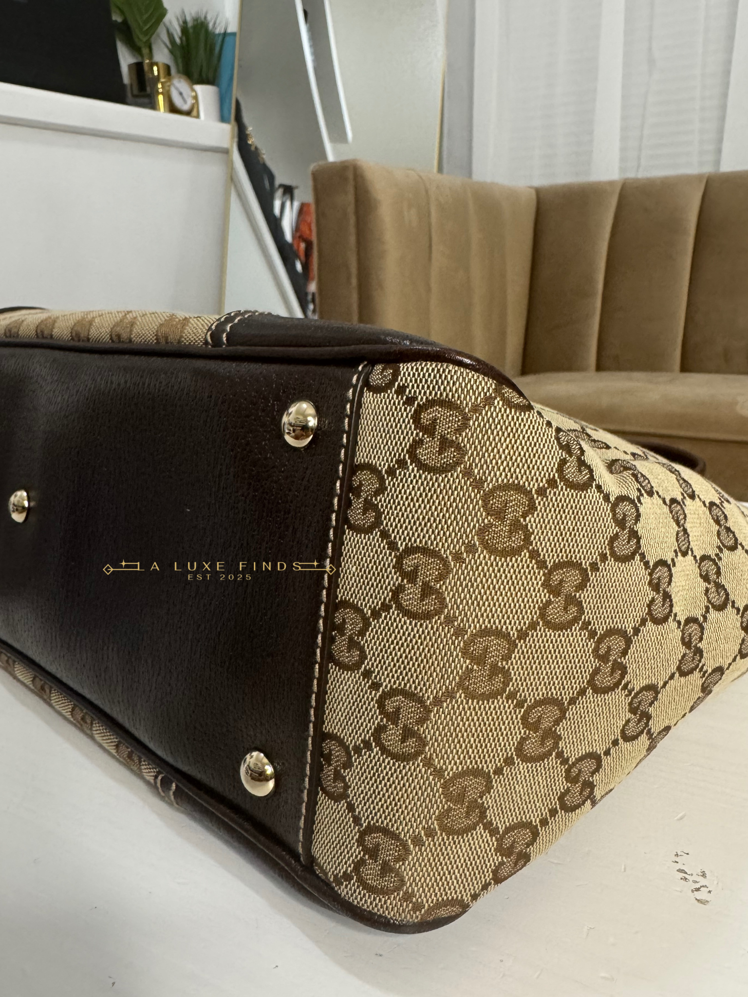 GUCCI Princy Ribbon Sherry Line Zippy Tote