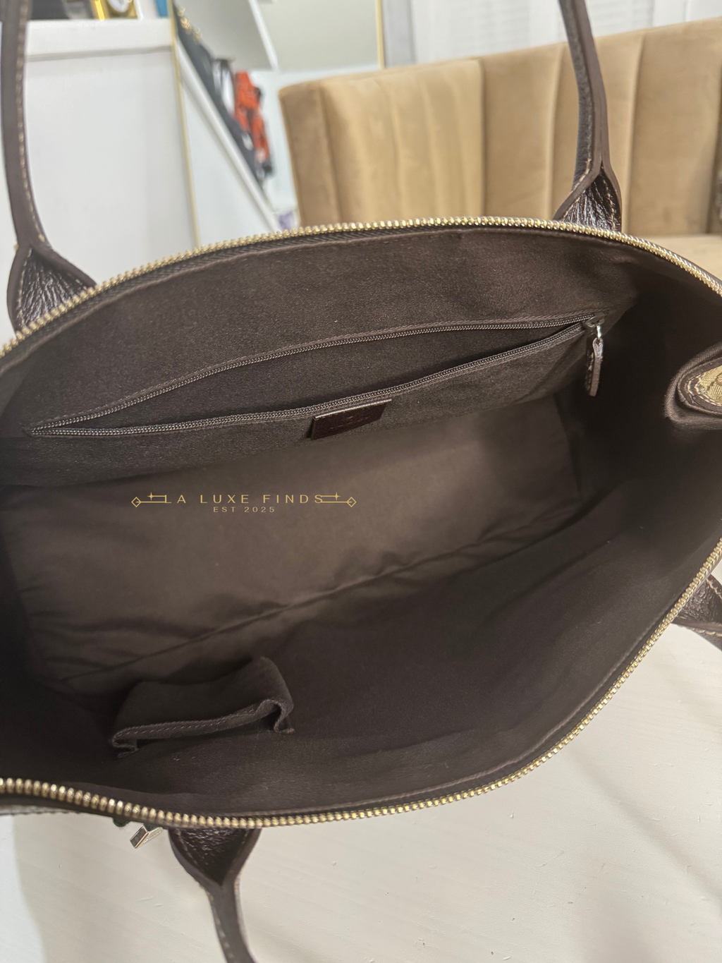 GUCCI Princy Ribbon Sherry Line Zippy Tote