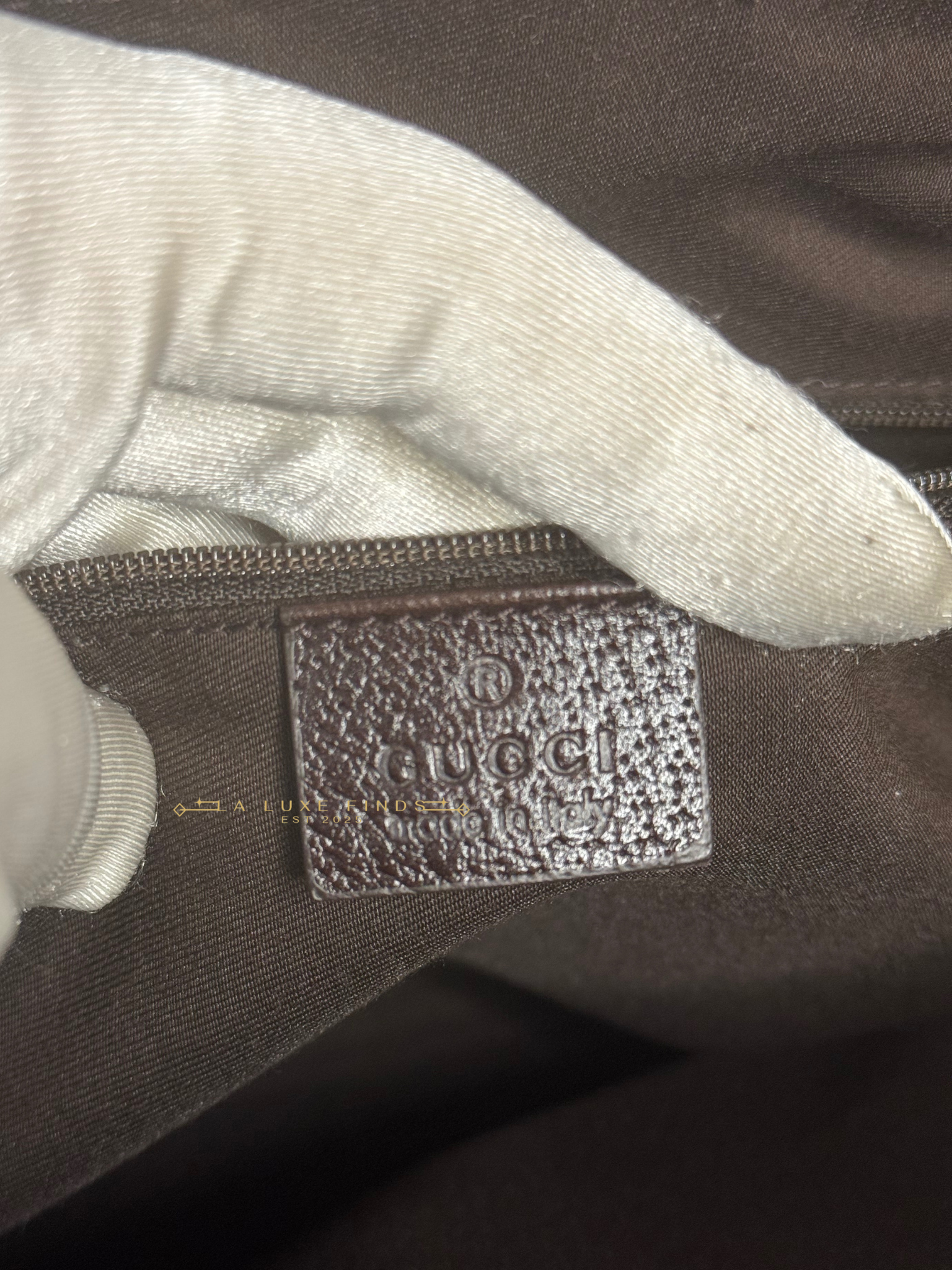 GUCCI Princy Ribbon Sherry Line Zippy Tote