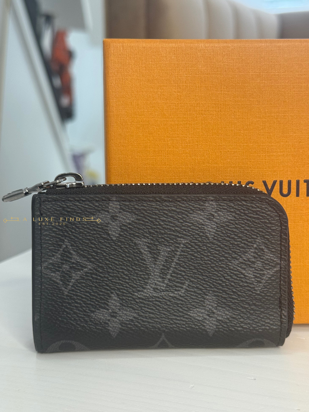 LOUIS VUITTON Monogram Eclipse Porte Monnaie Coin Card Case