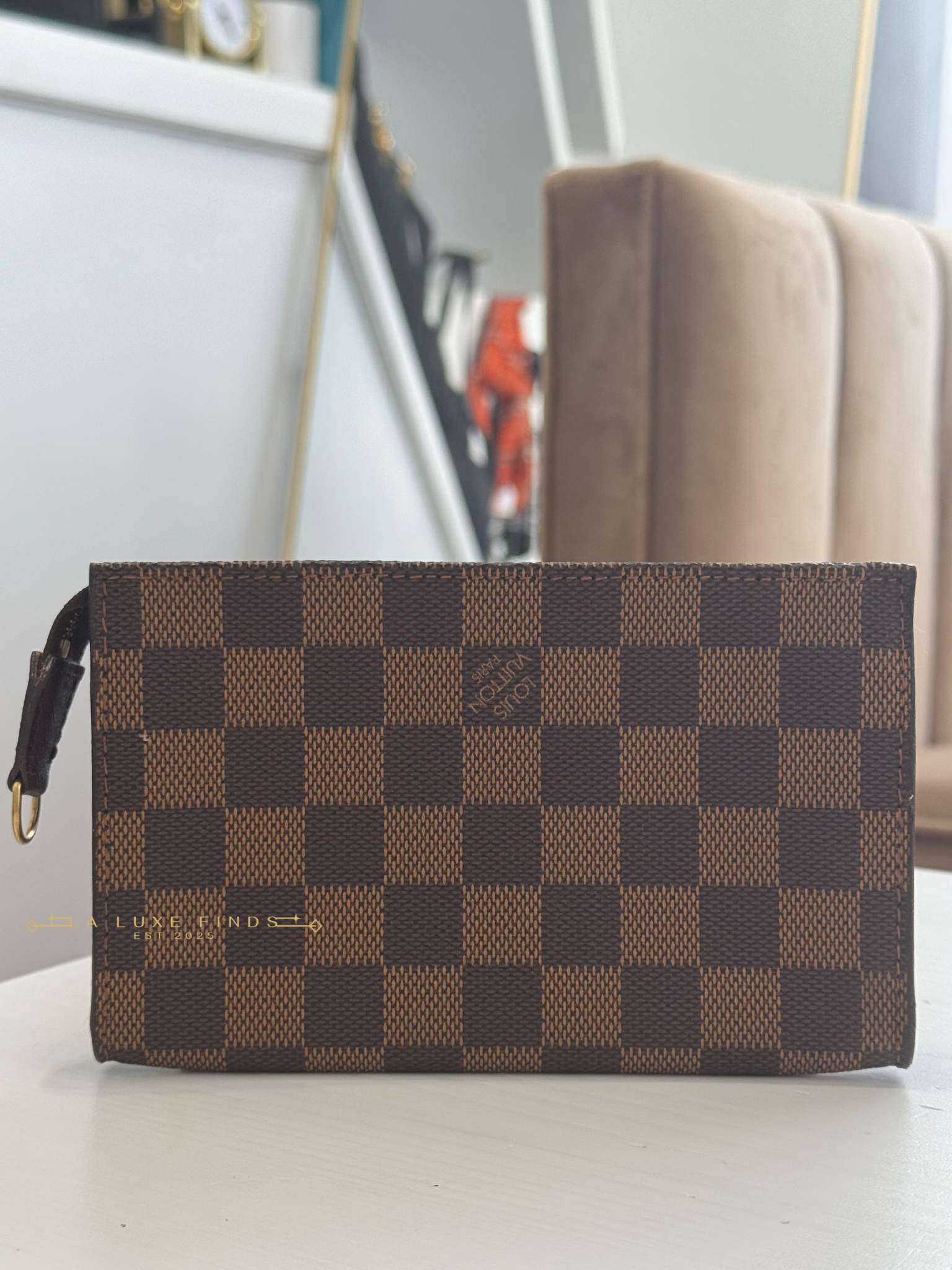LOUIS VUITTON Damier Ebene Marais Accessories Zip Pochette