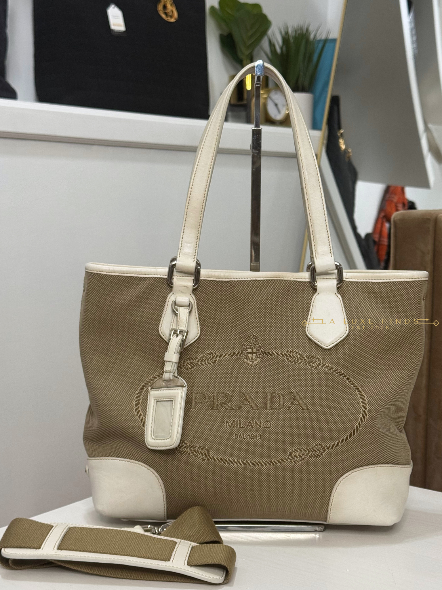 PRADA Logo Jacquard 2-way Bag