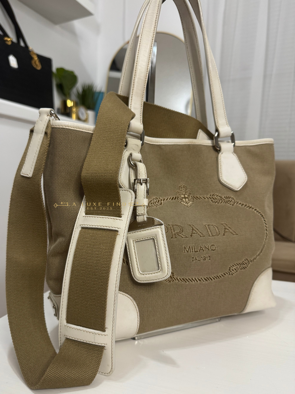 PRADA Logo Jacquard 2-way Bag