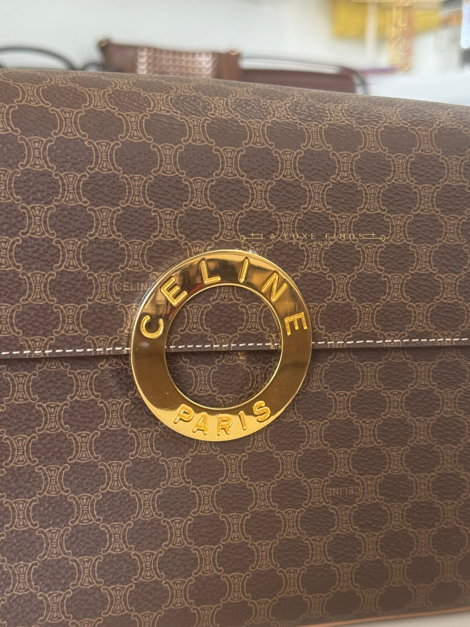 CELINE Macadam Round Logo Crossbody Bag