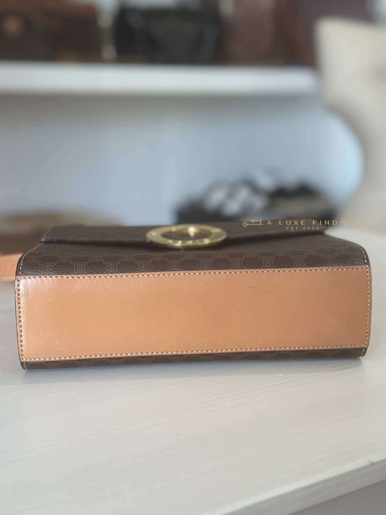 CELINE Macadam Round Logo Crossbody Bag