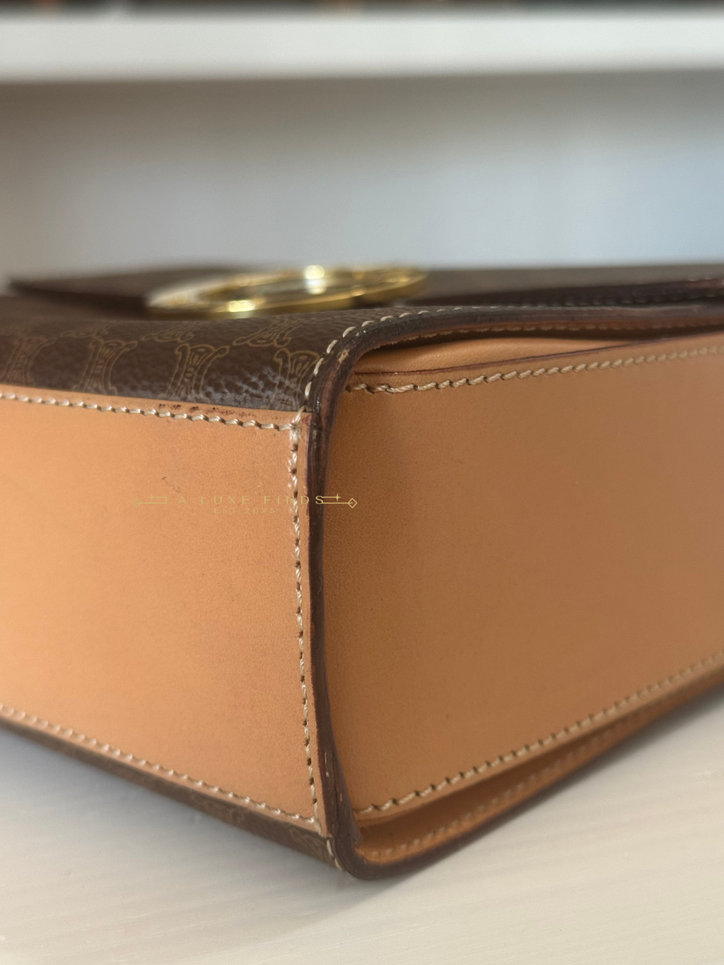 CELINE Macadam Round Logo Crossbody Bag
