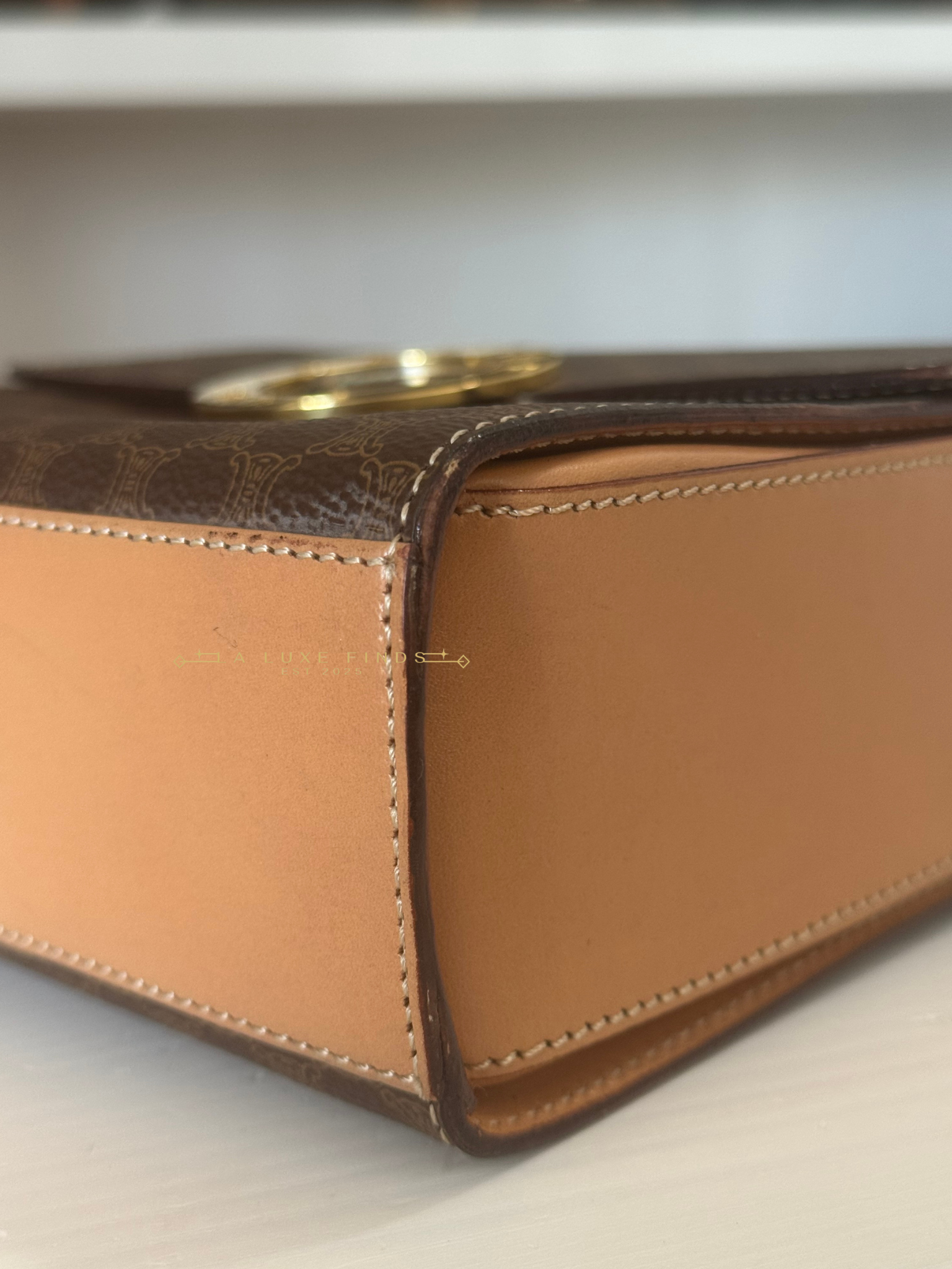 CELINE Macadam Round Logo Crossbody Bag
