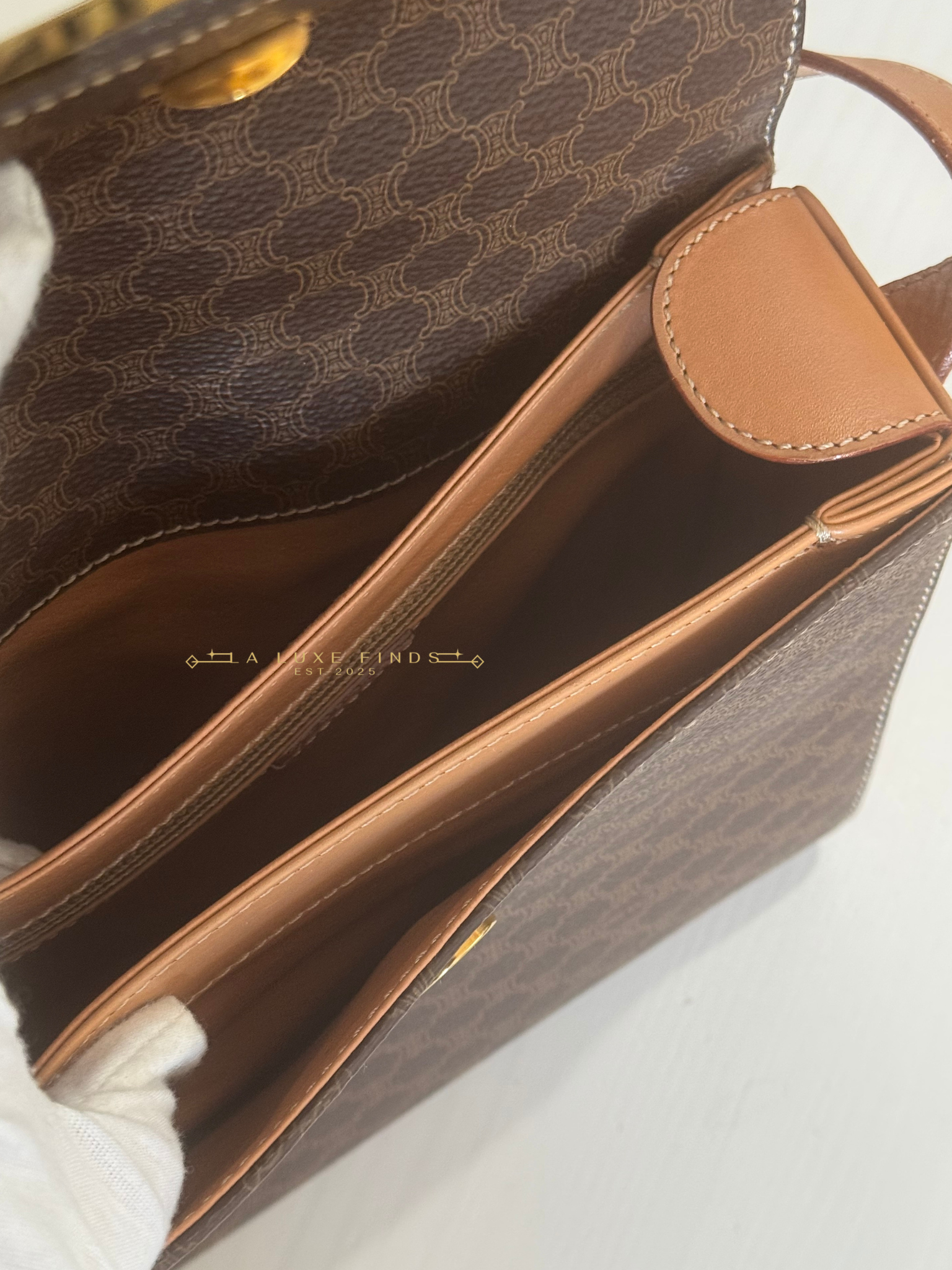 CELINE Macadam Round Logo Crossbody Bag