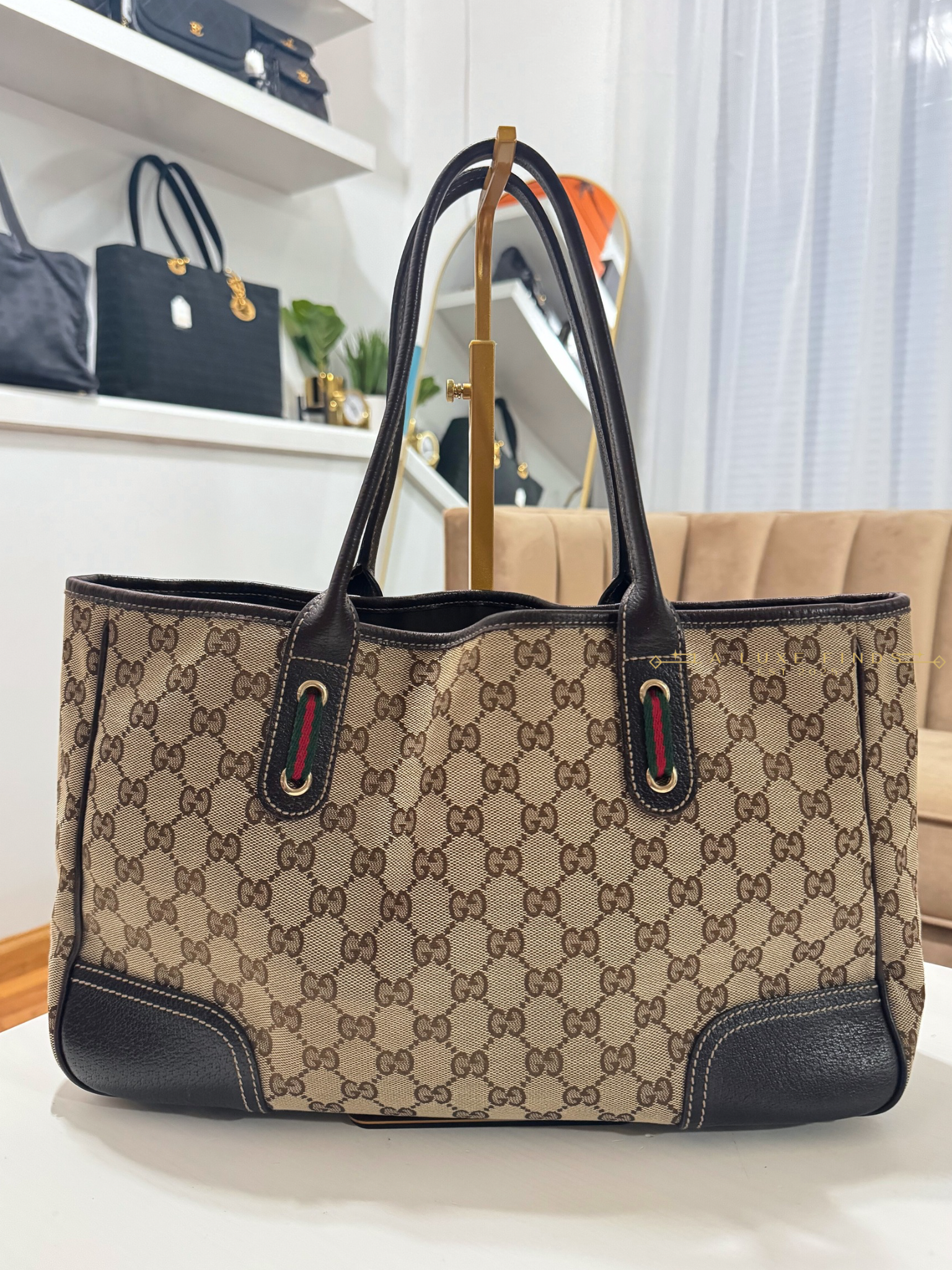 GUCCI Princy Ribbon Sherry Line Tote