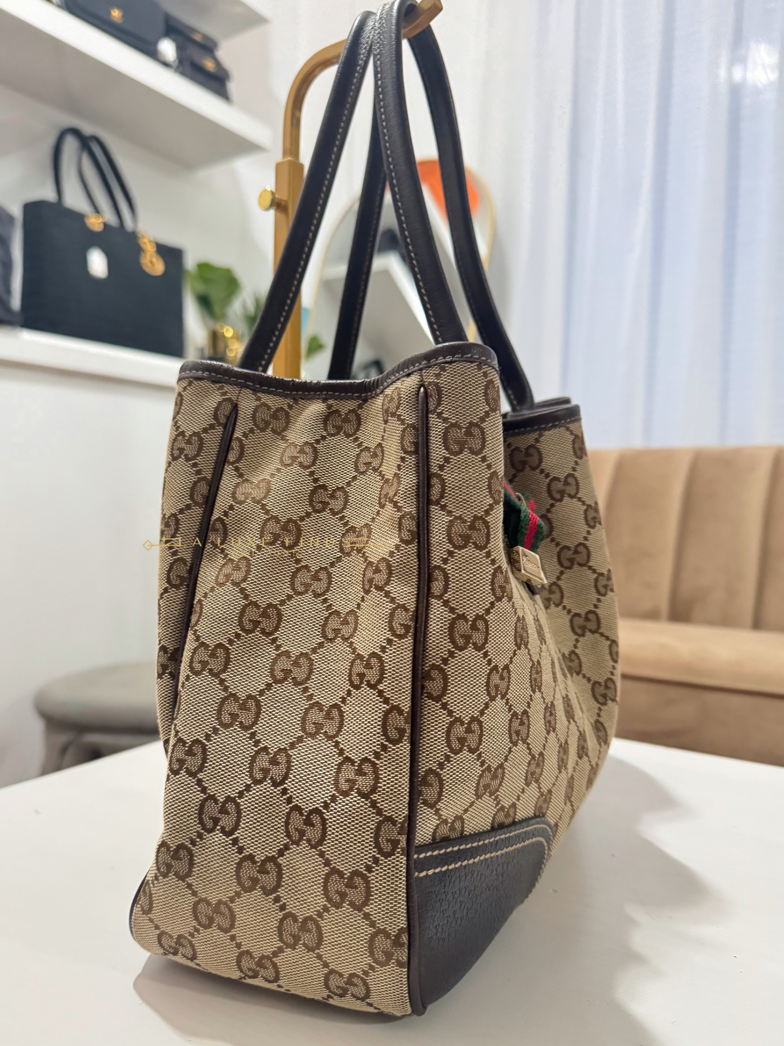 GUCCI Princy Ribbon Sherry Line Tote