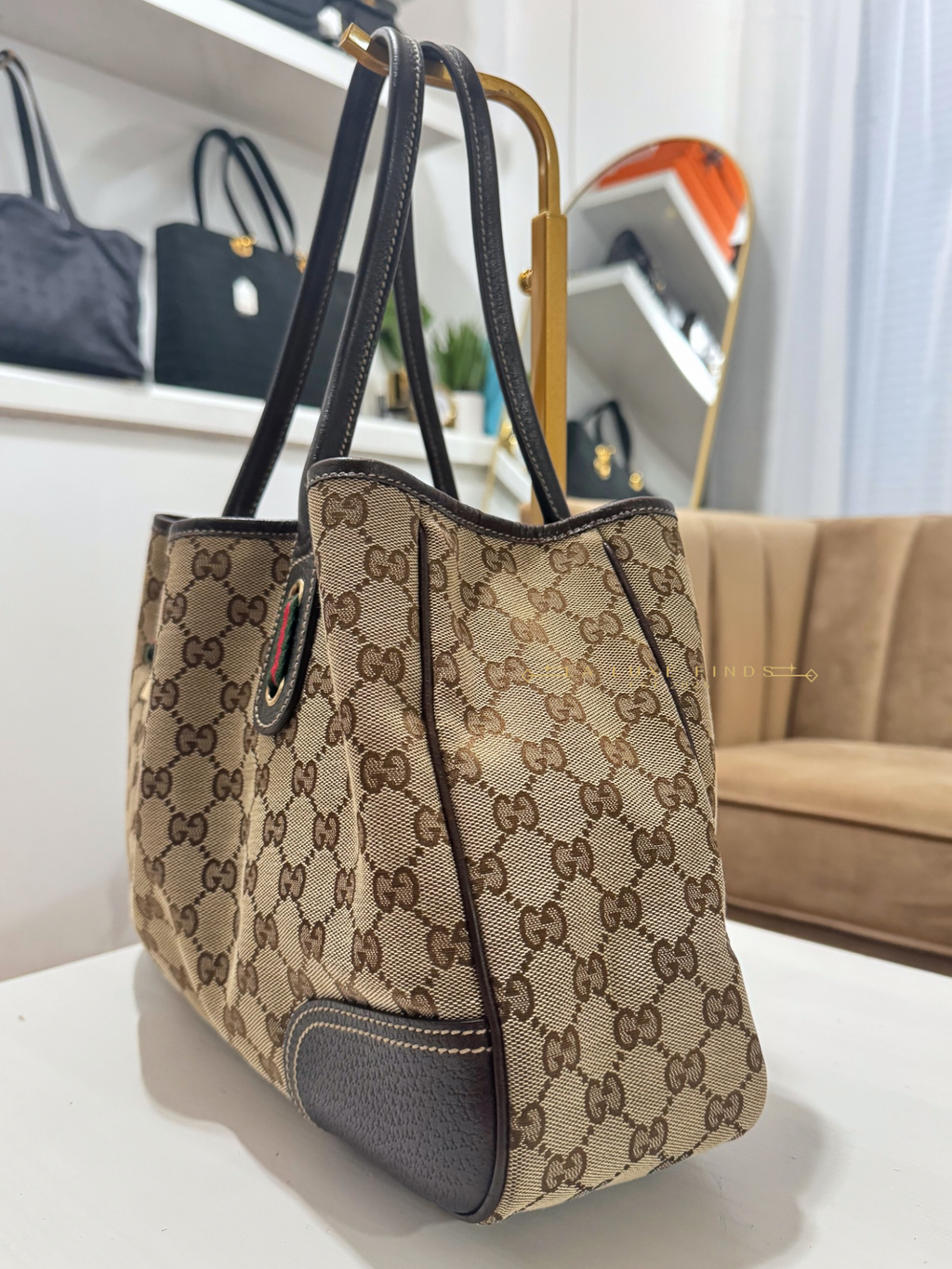 GUCCI Princy Ribbon Sherry Line Tote