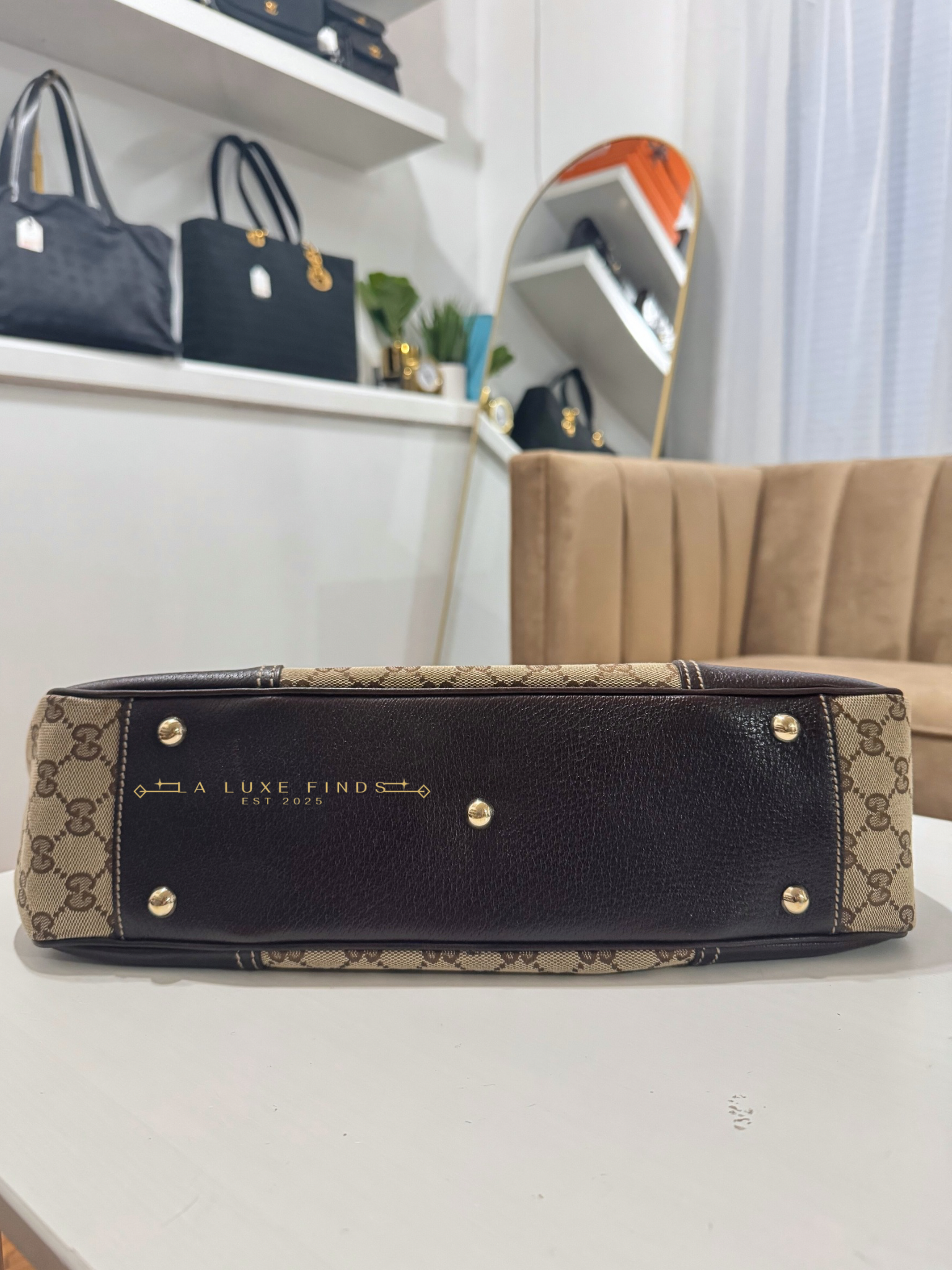 GUCCI Princy Ribbon Sherry Line Tote