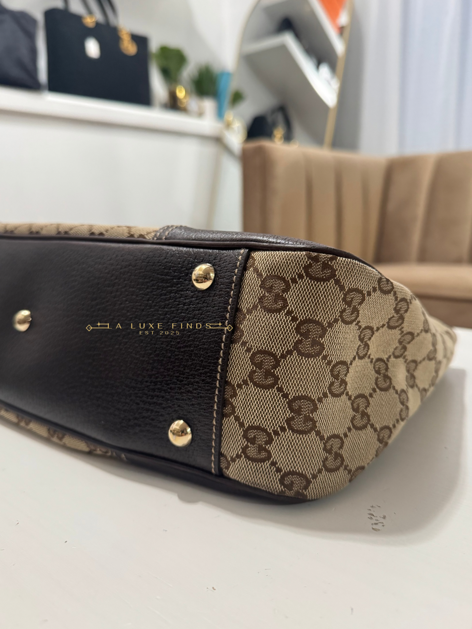 GUCCI Princy Ribbon Sherry Line Tote