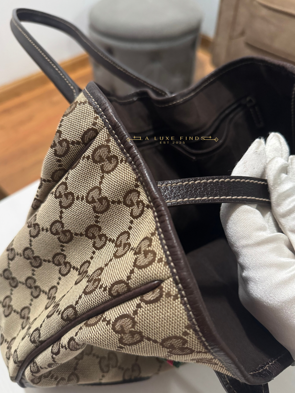 GUCCI Princy Ribbon Sherry Line Tote