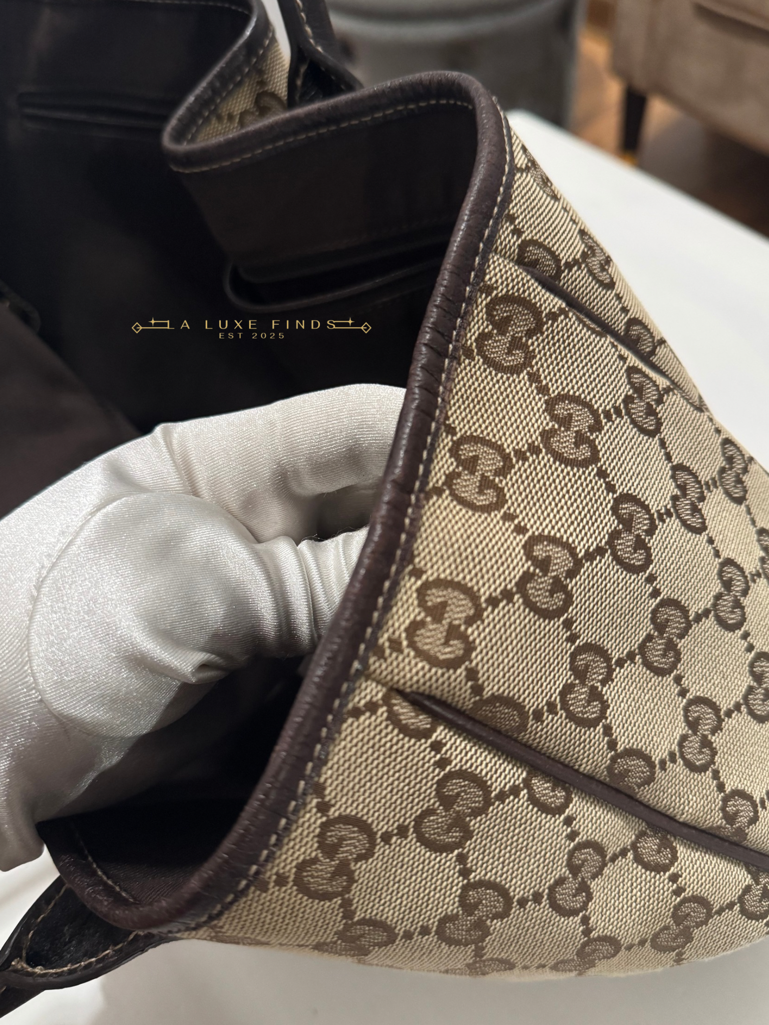 GUCCI Princy Ribbon Sherry Line Tote