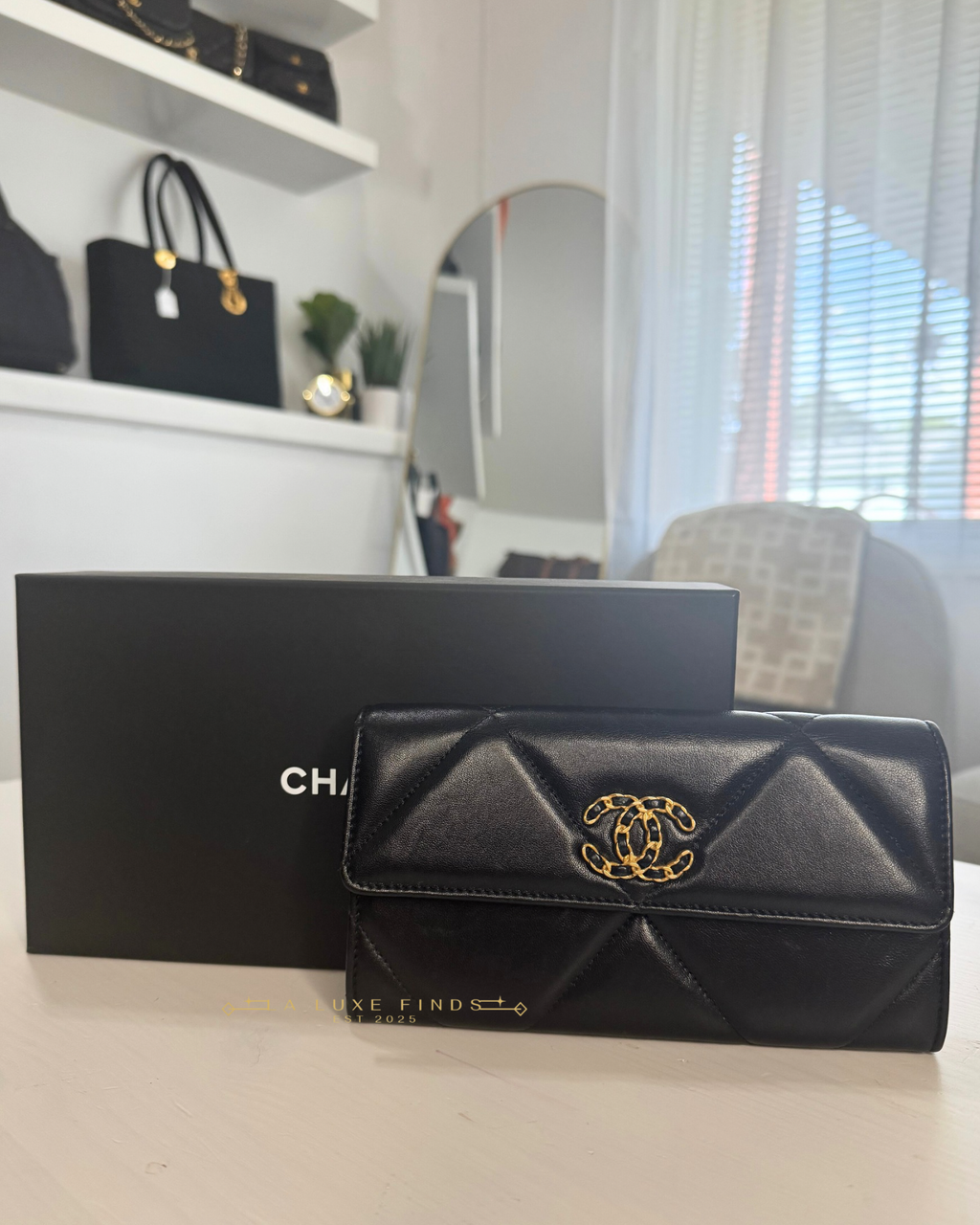 CHANEL 19 Lambskin Long Wallet