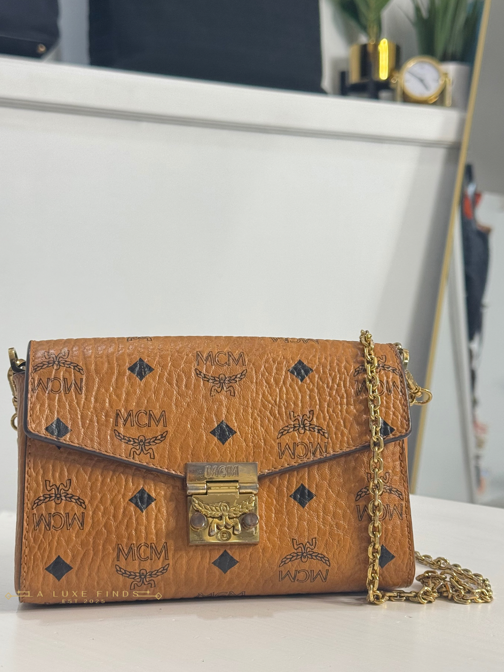 MCM Visetos Chain Crossbody Bag