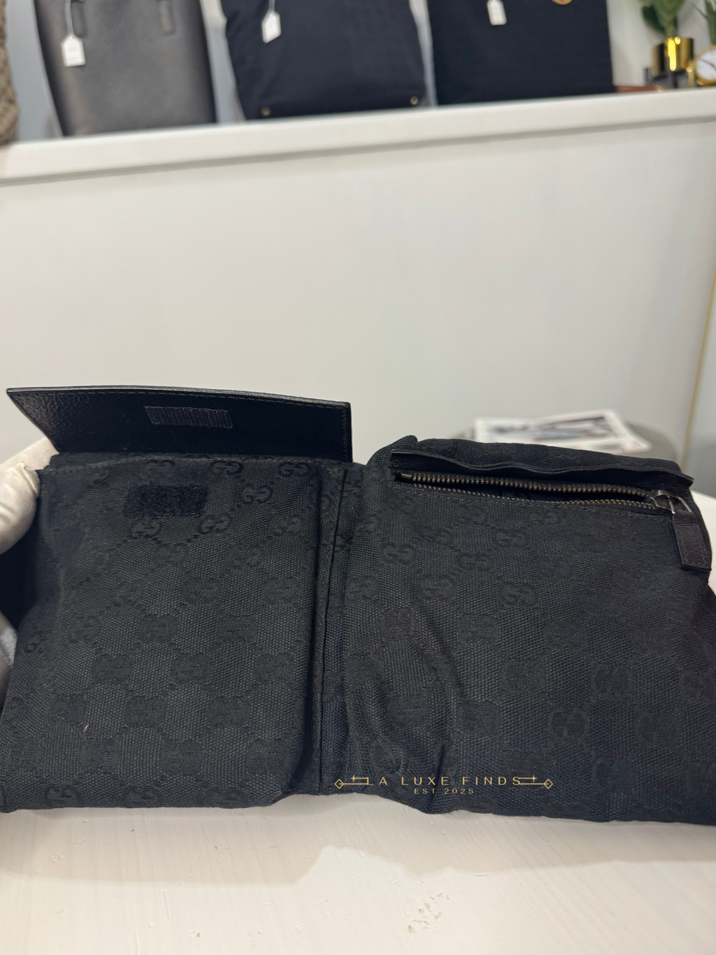 GUCCI GG Canvas Double Pocket Belt Bag