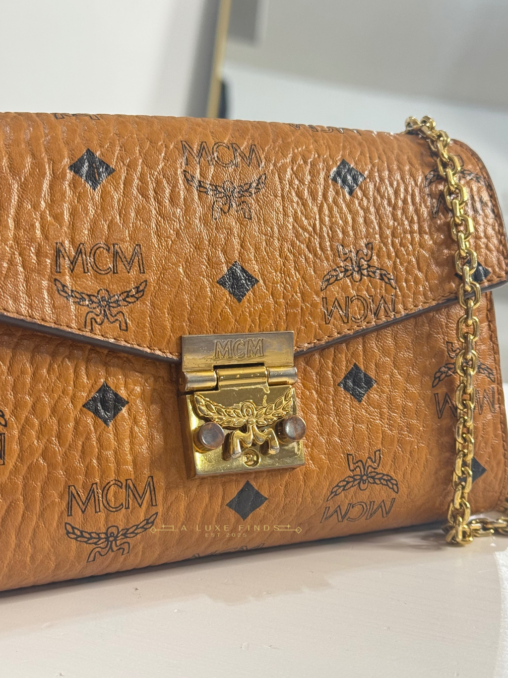 MCM Visetos Chain Crossbody Bag
