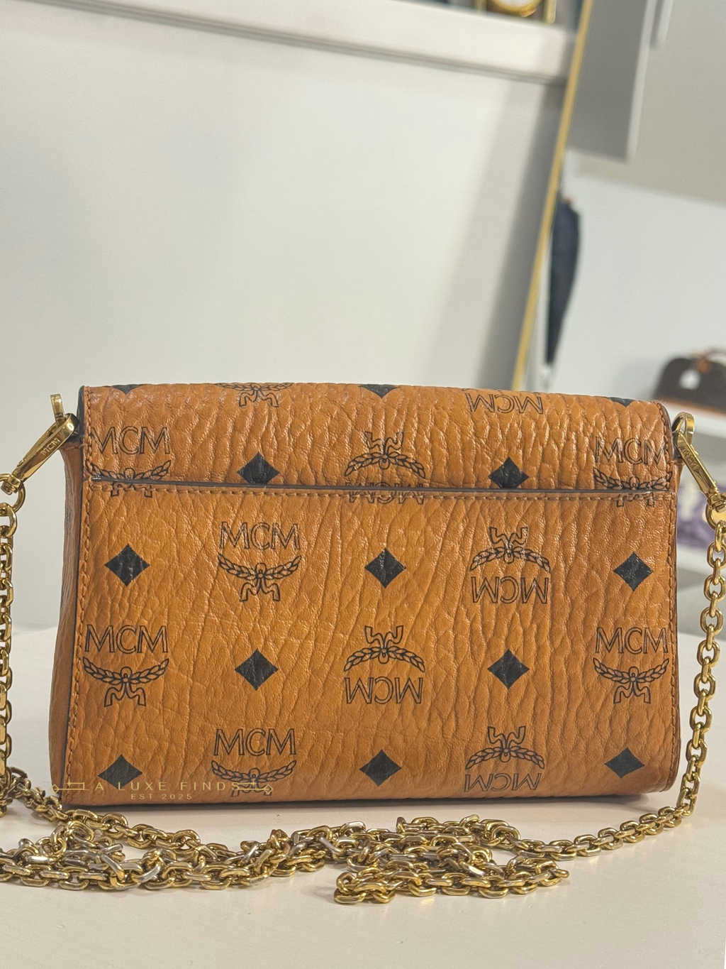 MCM Visetos Chain Crossbody Bag