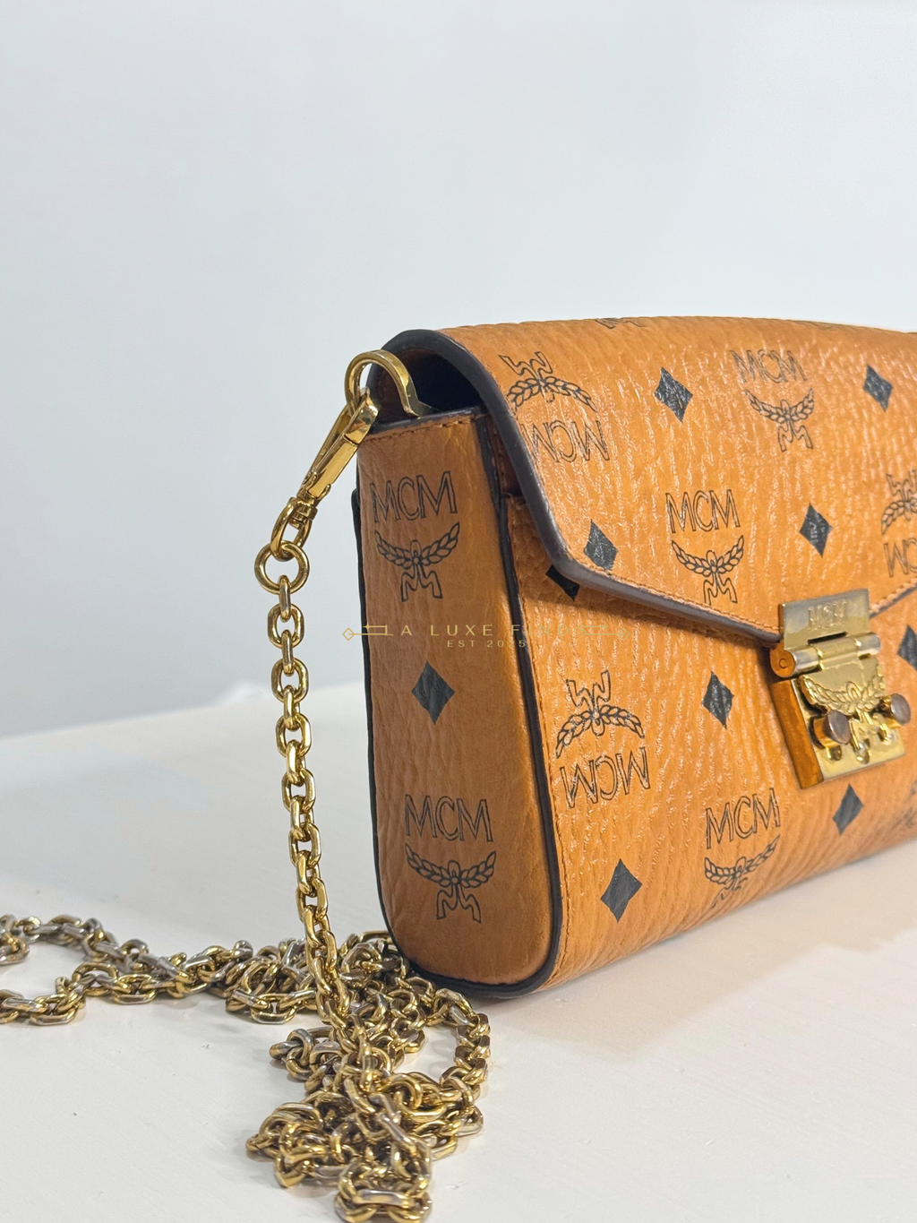 MCM Visetos Chain Crossbody Bag